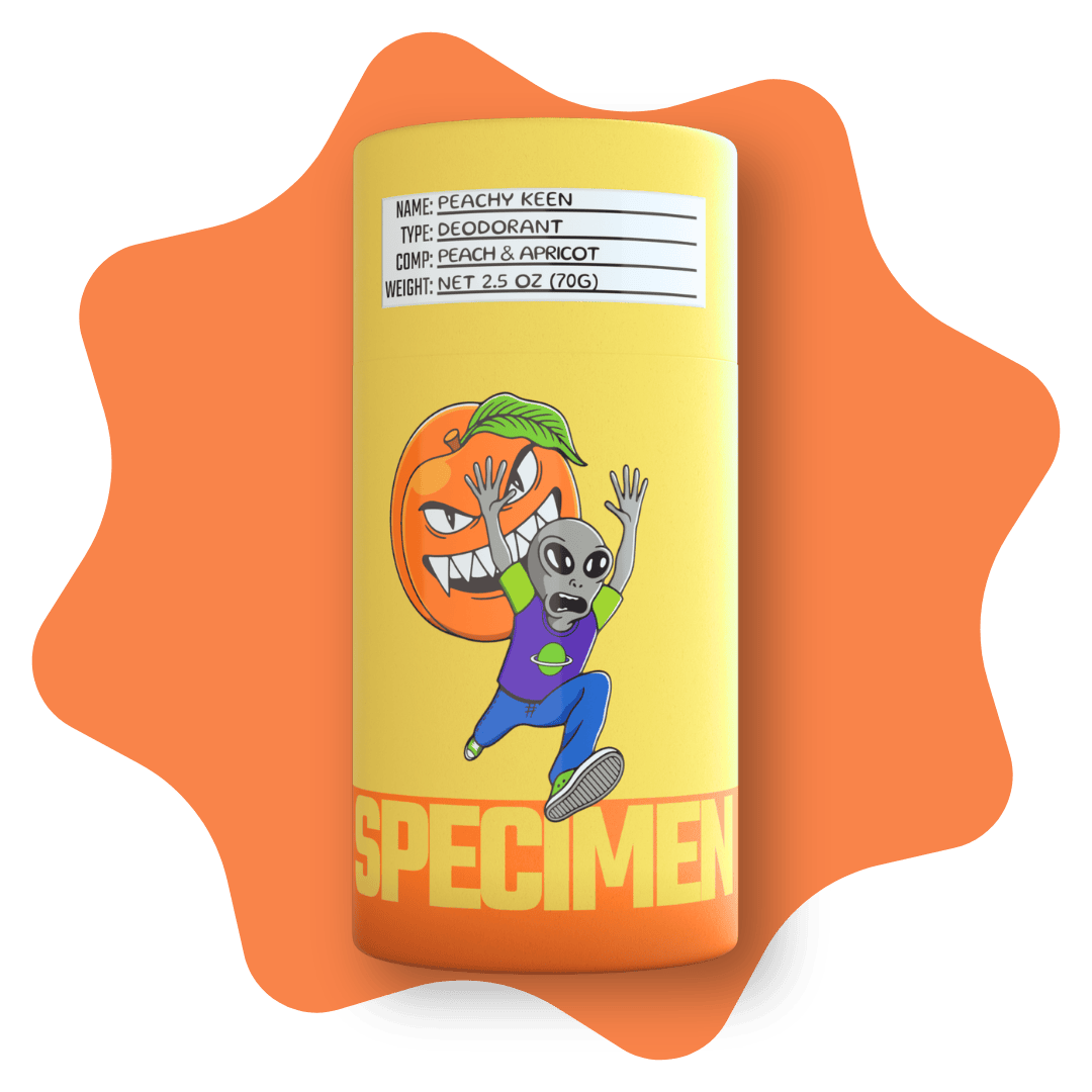 Specimen Plant-based, all-natural deodorant with plastic-free packaging for an eco-friendly and refreshing underarm experience
PEACHY KEEN Peach & Apricot