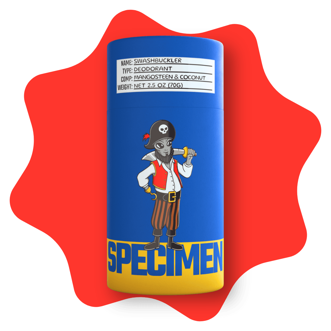 Specimen Plant-based, all-natural deodorant with plastic-free packaging for an eco-friendly and refreshing underarm experience
SWASHBUCKLER Mangosteen & Coconut