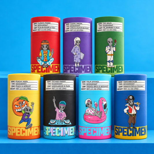 Specimen The Overlord seven-pack with every natural deodorant scent, from Flower Power to Swashbuckler