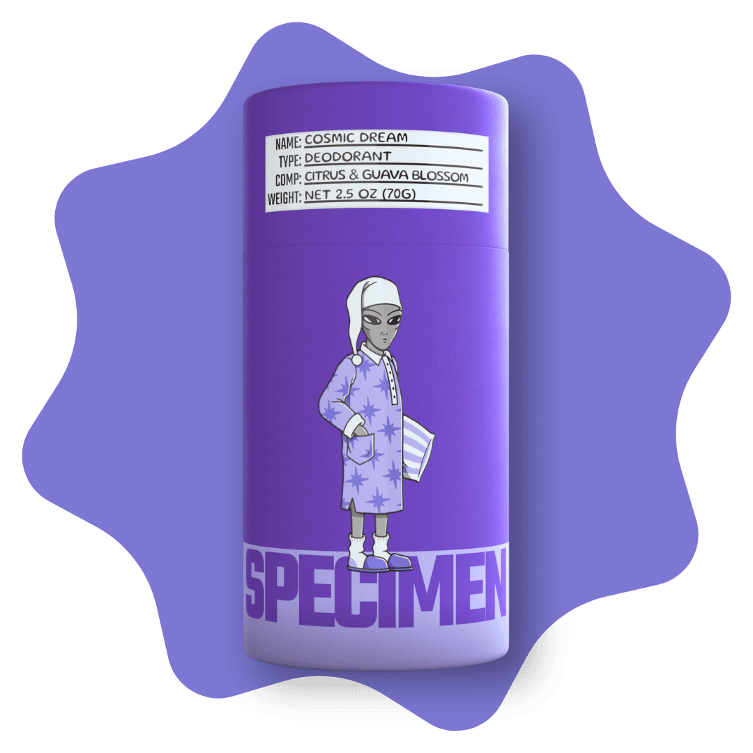 Specimen natural deodorant Plant-based, all-natural deodorant with plastic-free packaging for an eco-friendly and refreshing underarm experience Cosmic Dream Citrus Guava Blossom scent