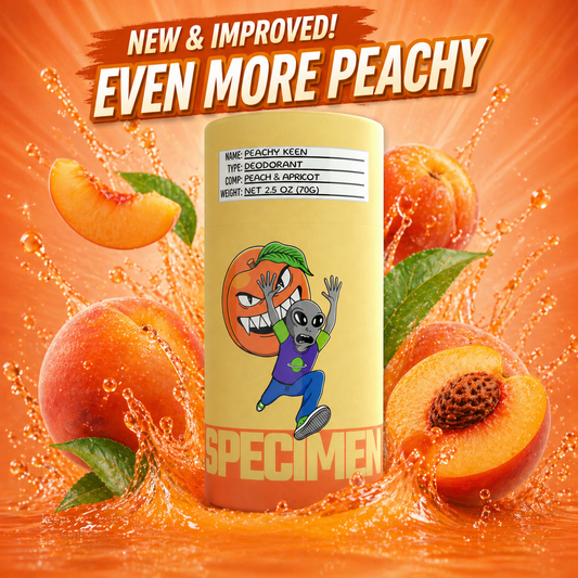 Specimen Plant-based, all-natural deodorant with plastic-free packaging for an eco-friendly and refreshing underarm experience
PEACHY KEEN Peach & Apricot 