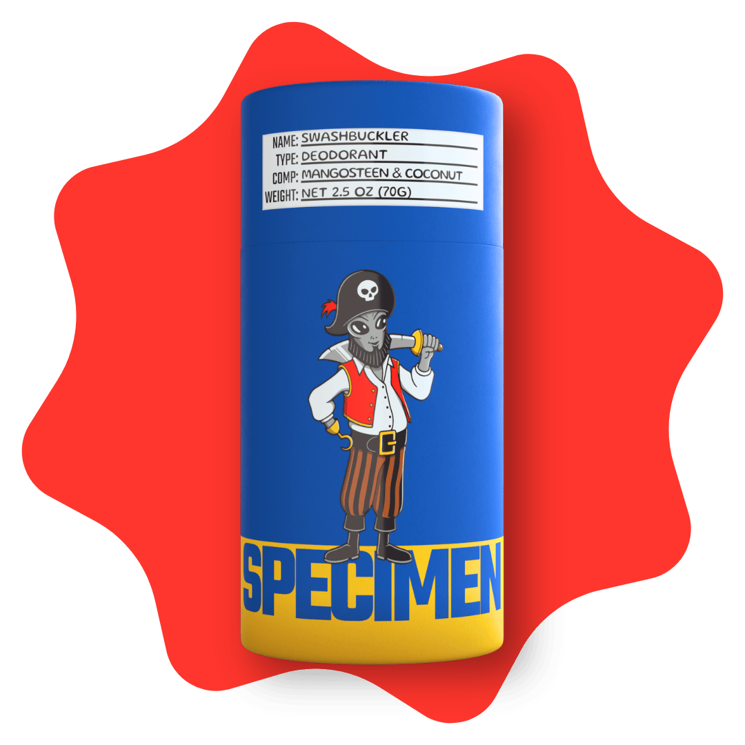 Specimen Plant-based, all-natural deodorant with plastic-free packaging for an eco-friendly and refreshing underarm experience
SWASHBUCKLER Mangosteen & Coconut 